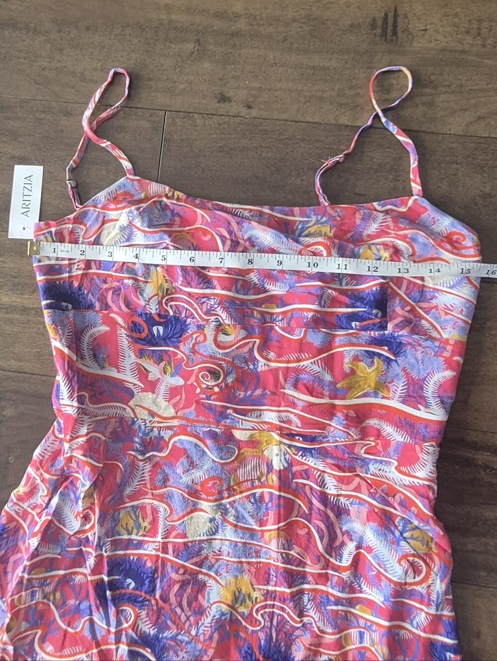 Sunday Best Aritzia Pink Aquatic Print Viscose Cami Mini Dress Size S - Picture 5 of 9